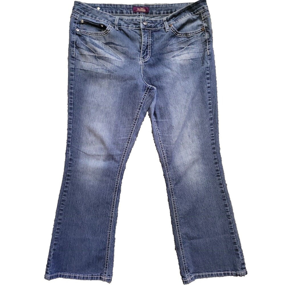 Royalty By YMI Jeans Womens 16 Blue Straight Leg Stretch Thick Stitch 38x29.5